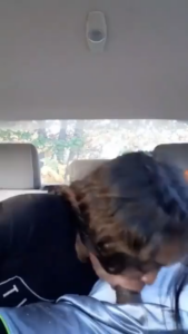Ebony Giving Head In Car Backseat